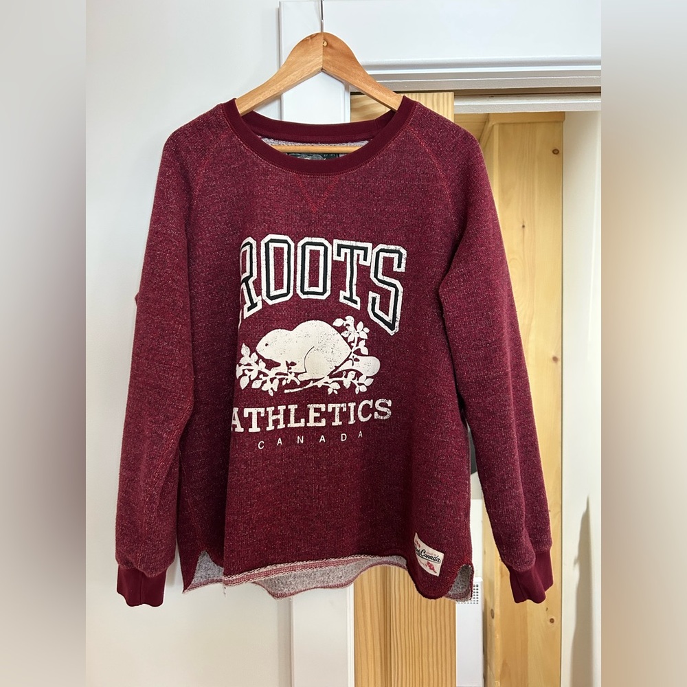 Roots Burgundy Crew Neck Sweatshirt Size Large